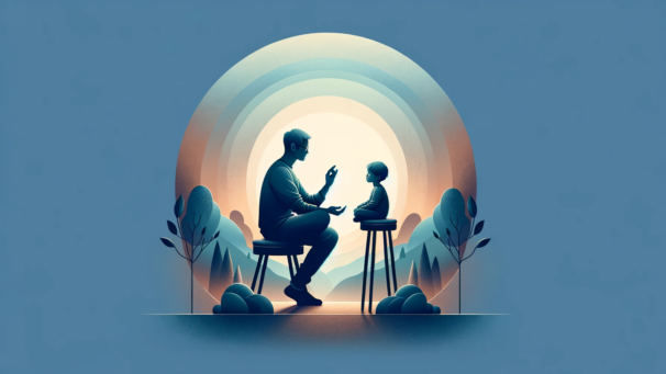 Image of a parent teaching their child