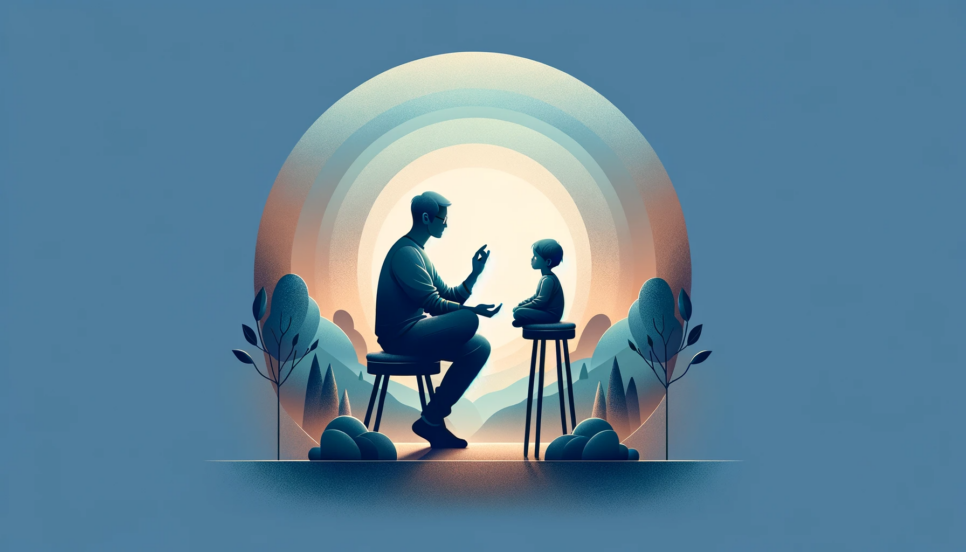 Image of a parent teaching their child