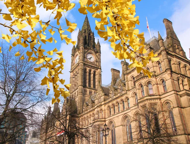 Manchester city centre, home of the EI2027 venue, The Midland Hotel on Peter Street